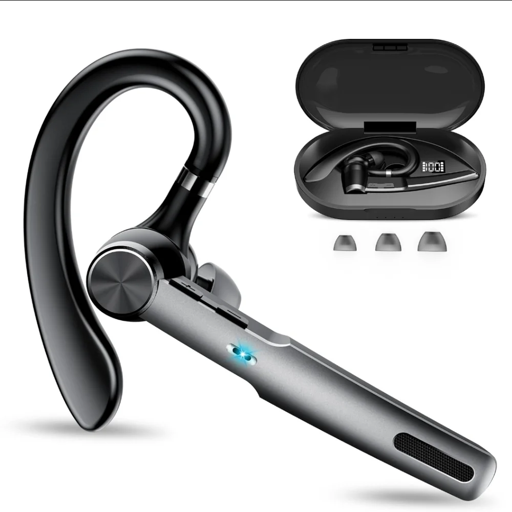 Bluetooth 5.0 Wireless Ear Hook Headset w/ LED Display – New in Box